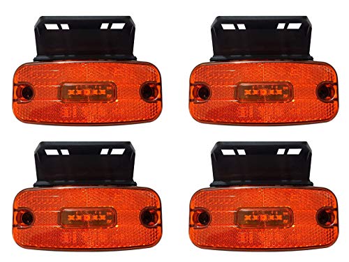 4 luces LED de 12 V 24 V con soportes para cables, color ámbar y naranja, resistente al agua, para camión, remolque, camión, accesorios de decoración