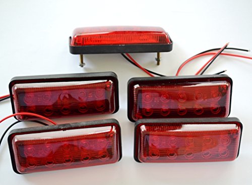5 piezas 24 V LED marcador lateral trasero luces rojas para camión, caravana, remolque, chasis, autobús volquete