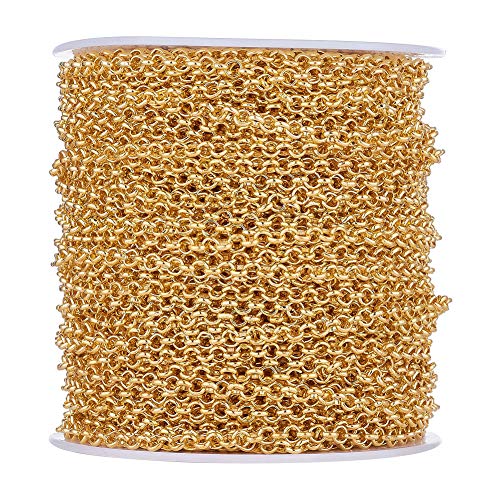 50 m/roll oro hierro enlace cadena 4x1 mm sin soldadura Rolo cable cadenas para collar joyería accesorios DIY fabricación
