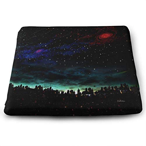 ADGoods Cojín de Asiento Cuadrado Square Seat Cushions Starry Night in The City Premium Comfort Memory Foam Chair Pads For Office,Kitchen,Travel,Car