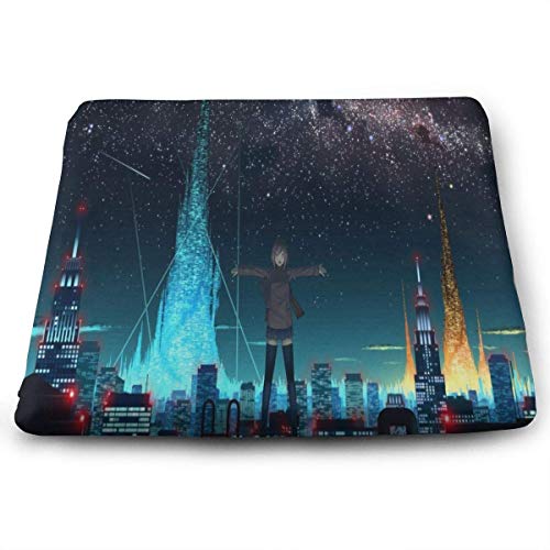 ADGoods Cojín de Asiento Cuadrado Square Seat Cushions Starry Sky Over Anime City Premium Comfort Memory Foam Floor Cushions For Office,Kitchen,Travel,Car