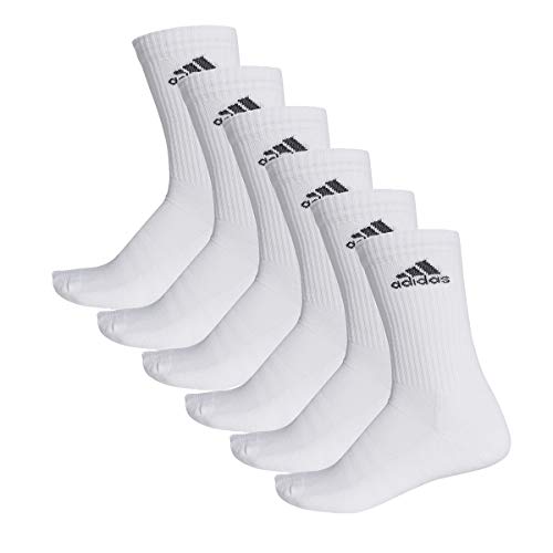 adidas Performance CUSHIONED CREW - Calcetines deportivos unisex (6 pares, talla 35-38), color blanco