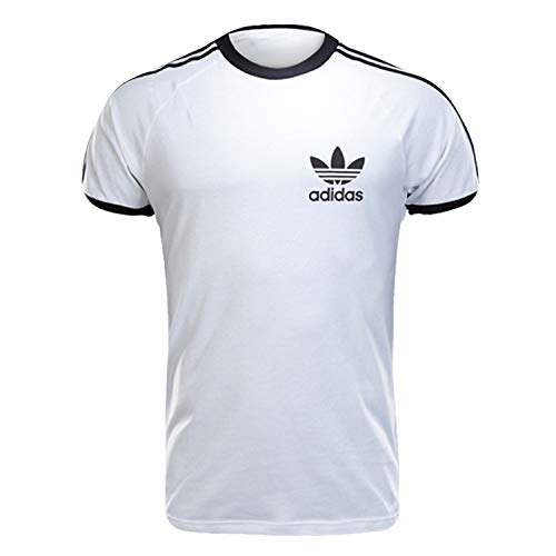 adidas Sport ESS tee Trefoil Camiseta Hombre T-Shirt Originals Retro Blanco/Negro, Tamaño:M