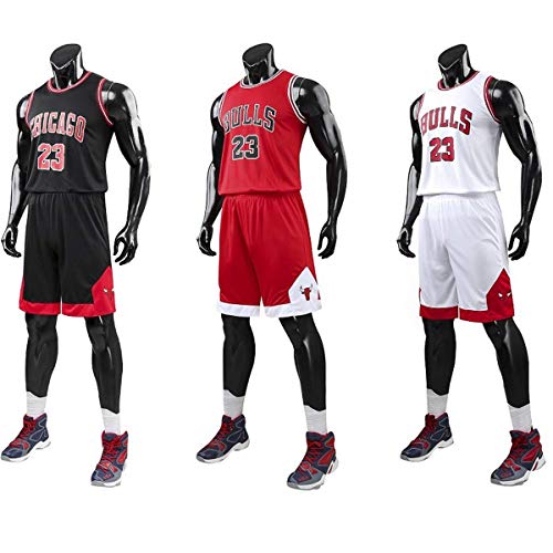 Angel ZYJ Bulls Jordan#23 Camiseta de Baloncesto para Hombres Chicago Bulls Retro Chaleco de Gimnasia Tops y Pantalones Deportivo (Rojo, L)
