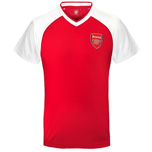 Arsenal FC - Camiseta oficial de entrenamiento - Para hombre - Poliéster - Rojo cuello de pico - Medium