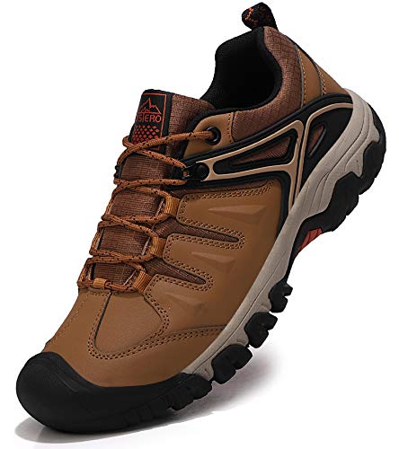 ASTERO Zapatillas Senderismo Hombre Zapatos Trekking Antideslizantes Bajos Botas de Montaña AL Aire Libre Transpirable Sneakers Tamaño 41-46（Marrón, Numeric_44