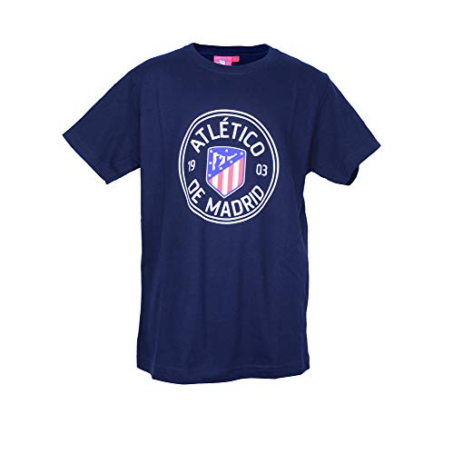 Atlético de Madrid Camiseta Print - Nuevo Escudo (Azul Marino, 12 años)