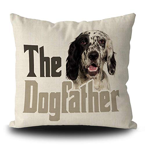 BAGEYOU Funda de cojín de lino para sofá con diseño de perro padre inglés Setter Decor cuadrado para sofá, 50 x 50 cm, impresión de doble cara
