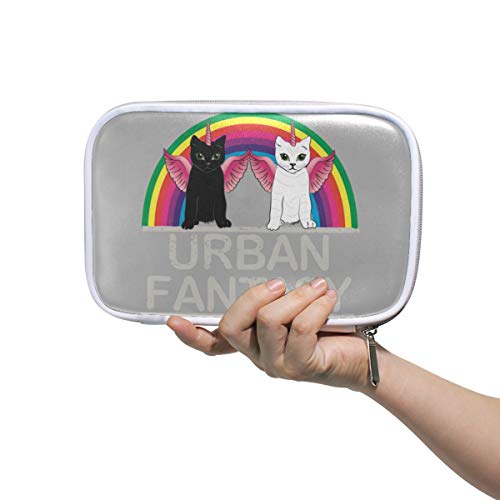 Bolsa Monedero Urban Fantasy Unicorn Cat Rainbow Rainbow Pen Papelería Bolsa Golf Lápiz Estuche Maquillaje cosmético Bolsa Cremallera para Estudiante Chica Niño Niños