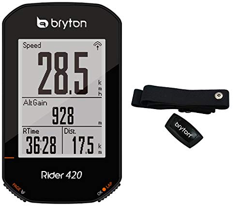 Bryton 420H Rider con Banda Cardio, Unisex Adulto, Negro, 83,9 x 49,9 x 16,9 cm