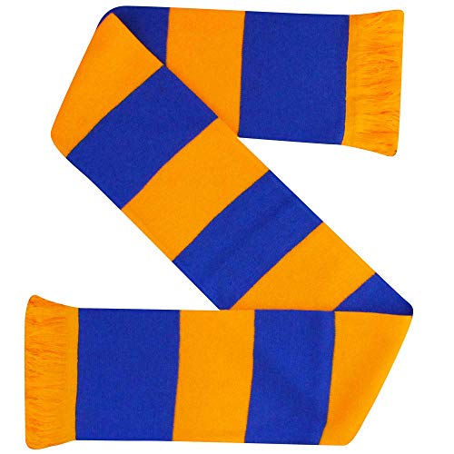 Bufanda de bar de diseño tradicional amarillo y azul para aficionados al fútbol y rugby (100% acrílico)