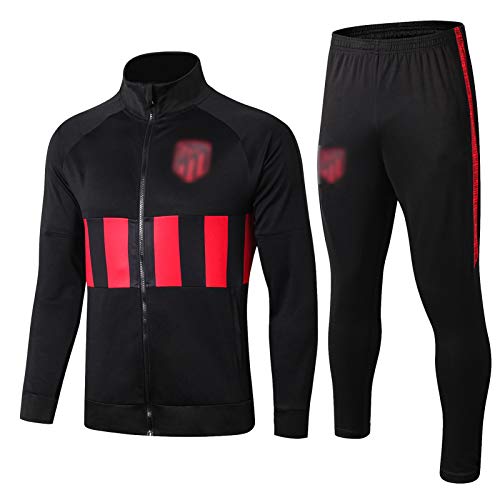 BVNGH Atlético Madrid - Traje de entrenamiento de camiseta de fútbol, 2021 Nueva temporada de manga larga, ropa deportiva para hombre (S-XXL), color negro y XXL