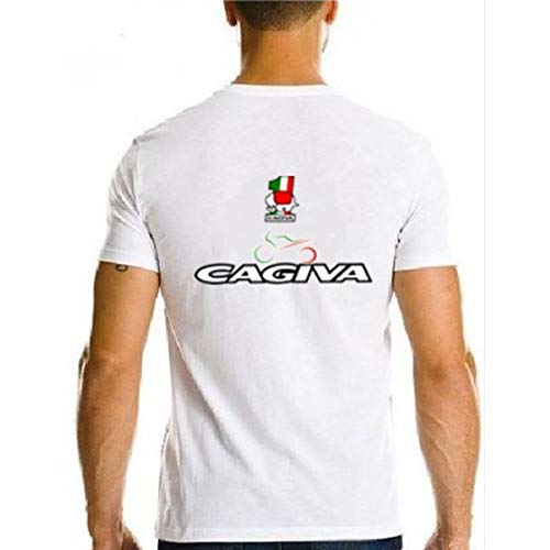 Cagiva Motorcyle 2 Sides Printed Mens T-Shirt Fancy Short Sleeve Cotton Clothes Size S-4XL