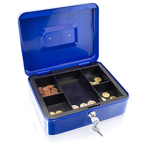 Caja de dinero 25 cm Grande se puede cerrar monedas Tabla Contar Dinero – Caja fuerte, color azul