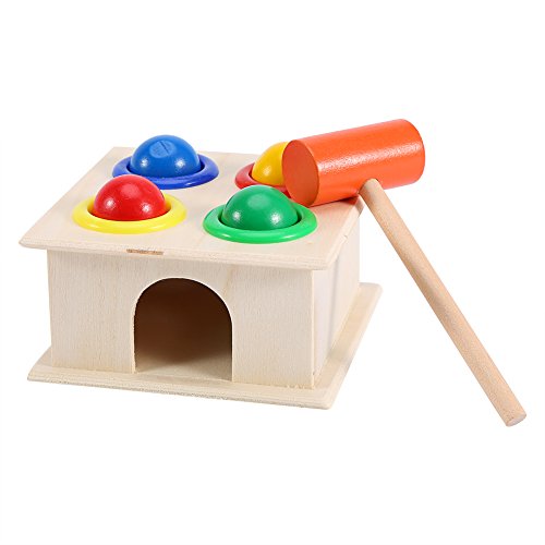 Caja de martillo de bola de madera, novela para niños martillar juego niños niñas niños aprendizaje temprano juguete educativo buen regalo