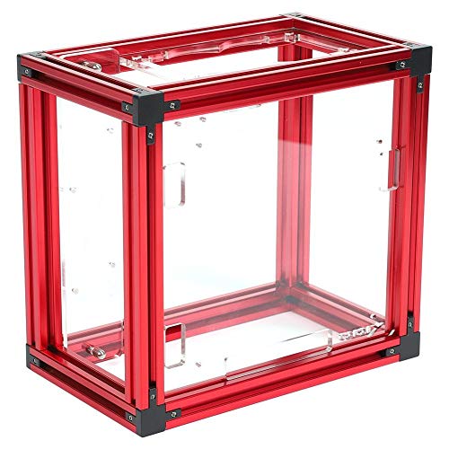 Caja de PC de marco abierto, chasis de computadora de bricolaje de aleación de aluminio de diseño abierto ITX Chasis de computadora para enfriamiento de agua, tamaño ensamblado de 235x250x290(rojo)