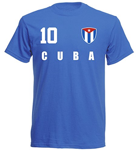 Camiseta de manga corta para el Mundial de Cuba 2018, color azul, tallas S, M, L, XL y XXL azul XXL