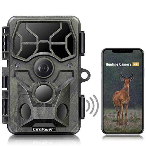 Campark 2021 Cámara de caza con WiFi 4 K 30MP Bluetooth, visión nocturna por infrarrojos, detector de movimiento, resistente al agua IP66 para vigilancia de animales salvajes con gran angular de 120°