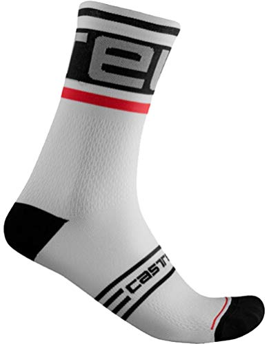 CASTELLI PROLOGO 15 Sock Calcetines, black/white, L para Hombre