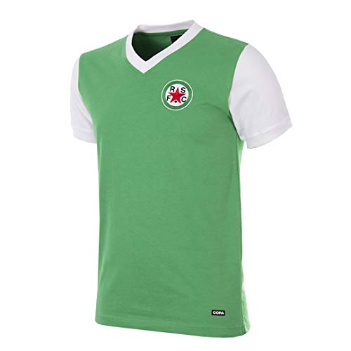 Copa Camiseta de fútbol Retro de los años 70 con Cuello en V, diseño de Estrella roja, Hombre, Camiseta Retro de fútbol con Cuello en V, 722, Verde, XXL