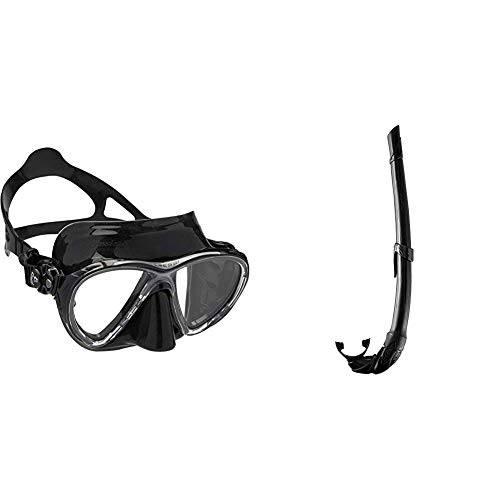 Cressi Big Eyes Evolution - Gafas de Buceo + Corsica EG268550, Tubo Respiradores para Apnea, Snorkeling,Pesca Bubmarina, Buceo. Color Negro/Negro