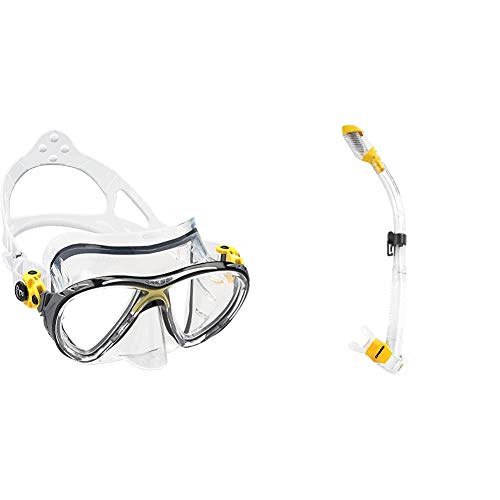 Cressi Big Eyes Evolution - Gafas de Buceo + Schnorchel Dry Snorkel, Unisex, Multicolor (Transparente/Amarillo), Talla única