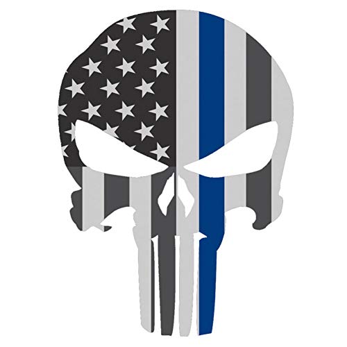 Etiqueta engomada del Coche cráneo policía Delgada línea Azul Bandera Nacional Etiqueta engomada del Coche Etiqueta 9.5CMX13CM Etiqueta del Coche