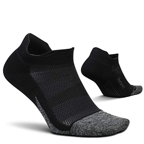 Feetures - Elite Light Cushion - No Show Tab - Calcetines deportivos para correr para hombres y mujeres - Negro - Talla Mediana