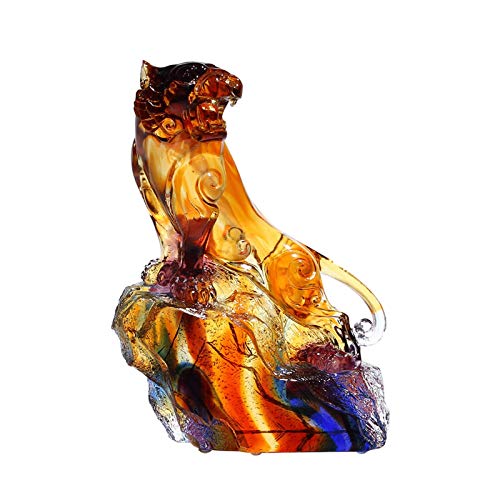 Feng Shui Decoración del Hogar Figurina de tigre de cristal - Colección de animales de arte Color Color Home Feng Shui Escultura Escultura Decoración del coleccionista Artículo para regalos y souvenir