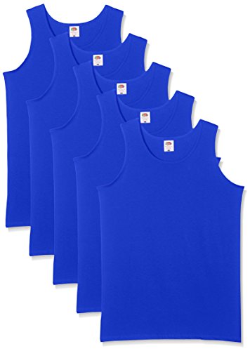 Fruit of the Loom, Camiseta de Tirantes para Hombre (Pack de 5), Azul (Royal Blue), Small
