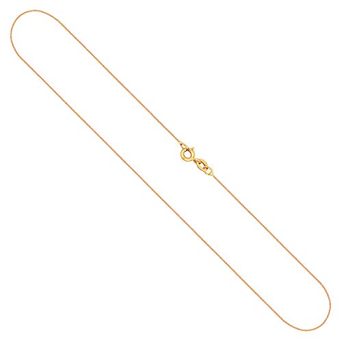 Goldkette als Ankerkette rund in Gelbgold 585 / 14K, 50 cm lang, 0,8 mm breit, Gewicht ca. 1.1 g.