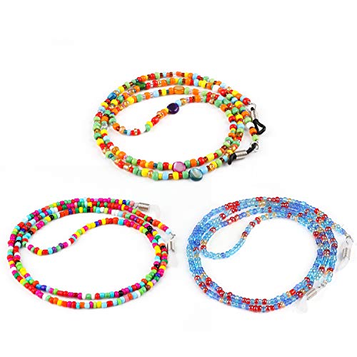 Hifot Correa Gafas 3 Piezas, Perlas Cuerda Gafas de Sol, Retenedor Cadenas Gafas Lectura para Mujer Hombre niño (Color Aleatorio)