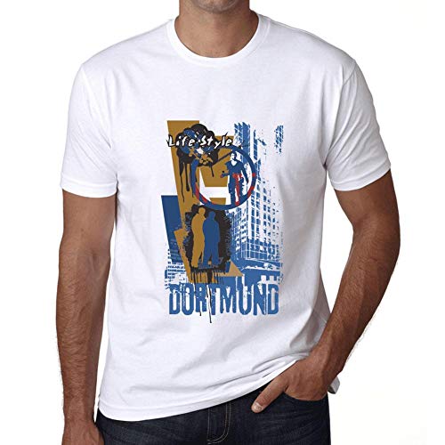 Hombre Camiseta Vintage T-Shirt Gráfico Dortmund Lifestyle Blanco
