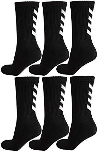 Hummel – Juego de 6 pares de calcetines unisex, color negro/blanco, con logotipo, muchas tallas, color schwarz (2001), tamaño 36 - 40 (Size 10)