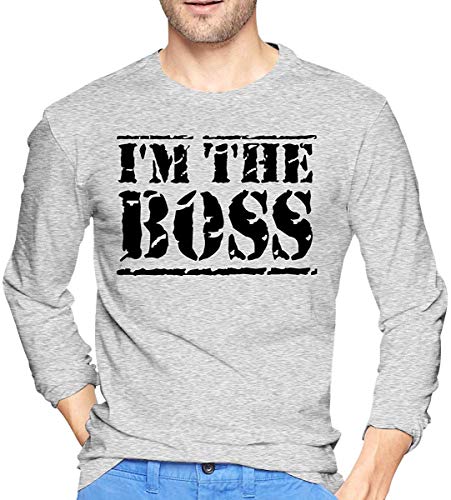 I'm The Boss Camiseta de Manga Larga para Hombre Camisas de algodón con Cuello Redondo