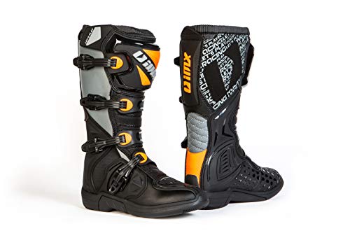 iMX Racing X-TWO Botas de moto Motocross Enduro Negro Certificación CE Sujetadores de cuatro etapas Microfibra para un mejor manejo de las cubiertas de la motocicleta TPU y TPR, Negro/Gris/Naranja, 44