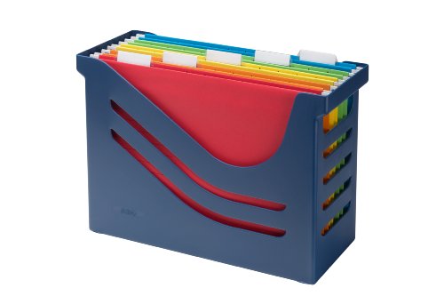 Jalema 2658026992 Re- Solution Office Box - Caja archivadora de oficina, incluidas 5 carpetas colgantes A4, ordenadas por colores, color azul