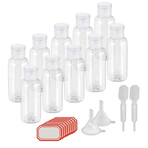 KAKOO 10 pcs de Set Bote hermético 50ml de Botella rellenables plástico de Bote pequeño para Viaje en avión (Transparente)