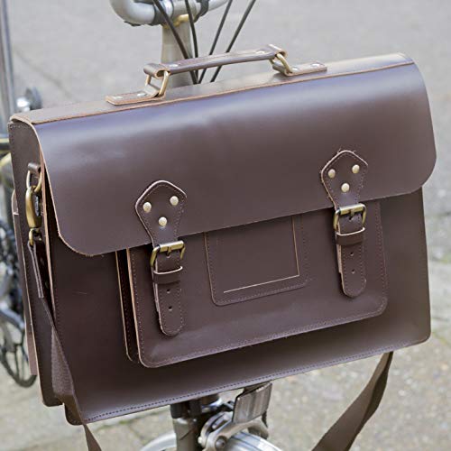 London Craftwork Bolsa de piel exclusiva para BROMPTON marrón oscuro S-Bag (bolsa + marco G (sin asa)