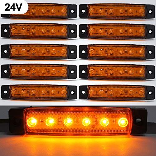 Luces de marcador lateral de LED,Indicadores de posición Ámbar 24V Impermeable Lámparas laterales led para camión remolque Lorry Cab Bus Barco Tractor autocaravana 10pcs
