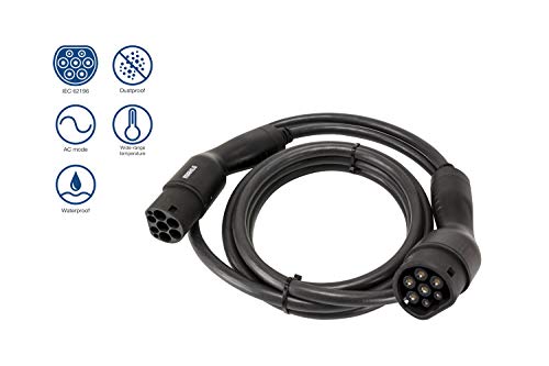 Mahle MX 485 Cable de Carga para vehículos eléctricos y híbridos (Tipo 2, 32 A, 22 KW), Negro, 5 m