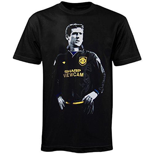 Manchester United - Camiseta Retro - con la Leyenda del fútbol Eric Cantona - Negro 1994 - Large