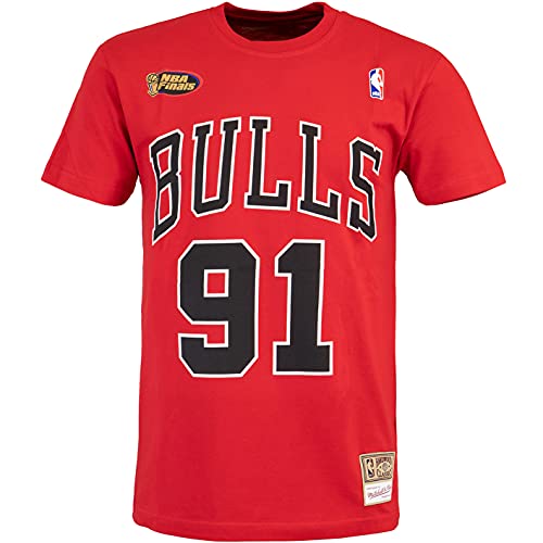 Mitchell & Ness NBA Dennis Rodman Chicago Bulls - Camiseta con nombre y número rojo L