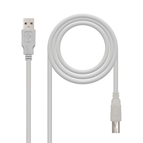 NANOCABLE 10.01.0105 - Cable USB 2.0 para Impresora, Tipo A/M-B/M, Macho-Macho, Beige, 4.5mts