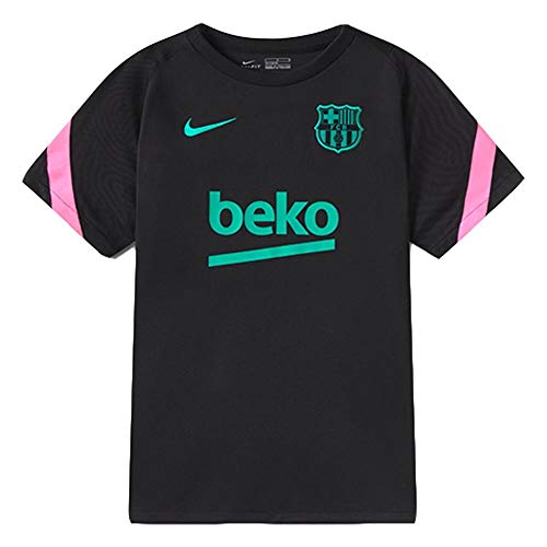 NIKE FC Barcelona Temporada 2020/21-FCB Y NK BRT STRKE Top SS CLCK9682-011 Camiseta, Niño, Black/Black/Pink Beam/New Green Full sponsor-3rd, L