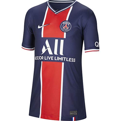 NIKE Paris Saint-Germain Temporada 2020/21-PSG Y NK BRT STAD JSY SS HMCD4508-411 Camiseta Primera Equipación, Niño, Midnight Navy/White Full Sponsor, XL