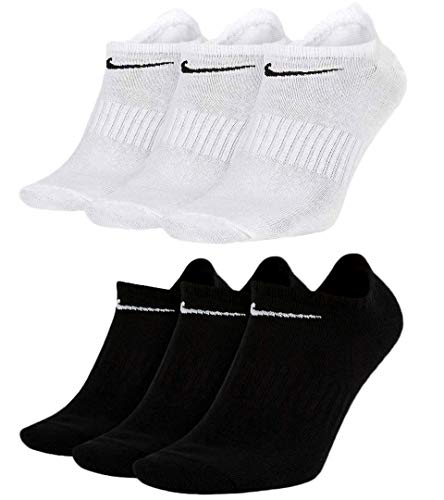 Nike SX7678 - Calcetines tobilleros (6 pares), color blanco, gris y negro 3 pares blancos y 3 pares negros. Aprox.134 cm