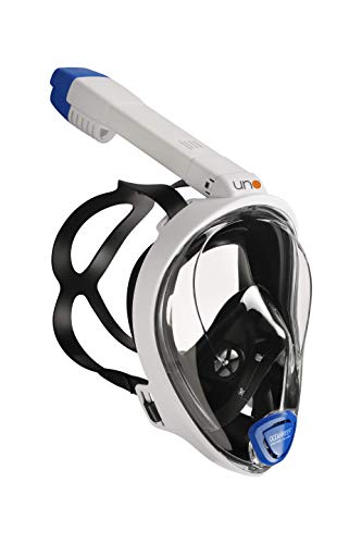 OCEAN REEF - Máscara de Snorkel UNO - Máscara de Snorkel de Cara Completa con Boquilla - Visión Marina de 180 Grados - Color Blanco - Talla S/M