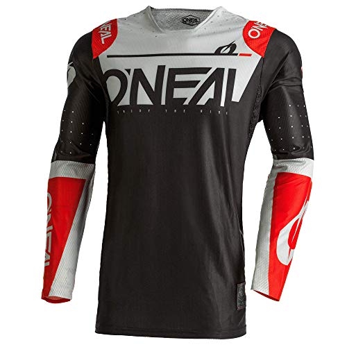 O'NEAL Camiseta de motocross de manga larga de MX MTB, camiseta de ciclismo completa con materiales mejorados y duraderos | Prodigy Jersey Five One | Adultos | negro, gris y rojo negro/gris/rojo. XL