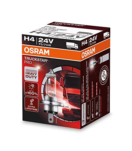 OSRAM TRUCKSTAR PRO H4, lámpara para faros halógena, 64196TSP, vehículo industrial de 24 V, estuche (1 unidad)